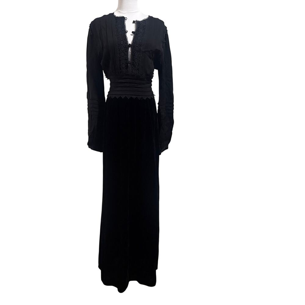 NWT Leon Max Limited Edition Lace Velvet Long Sleeve Maxi Dress 10 Whimsigoth